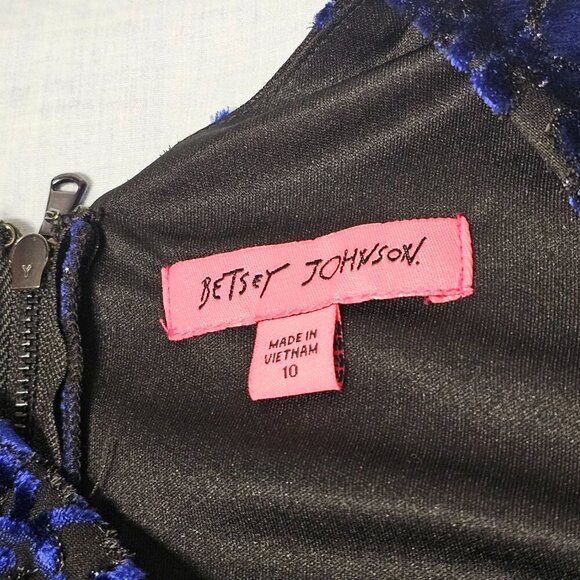 Betsey Johnson Burnout Fit & Flare Dress Women Size 10 Black Blue - Picture 4 of 16